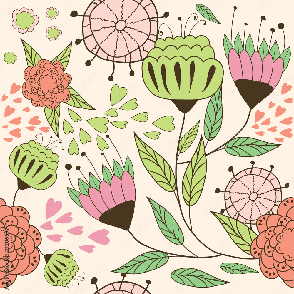 Ornament background with flowers . Vector illustration Stock Vector
