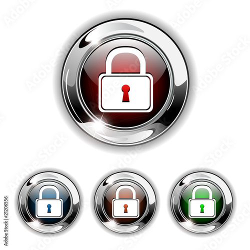 Padlock icon, button, vector illustration.