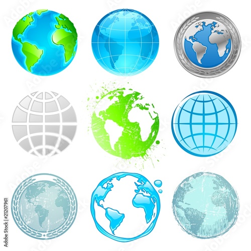 Globe and Earth vector set
