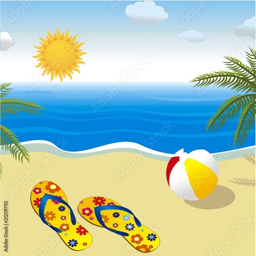 summer landscape with sun and beach