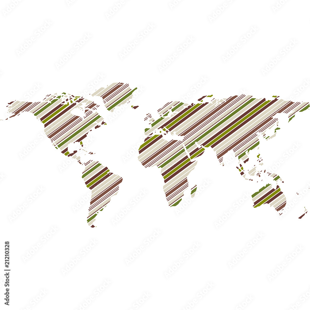 green striped world map