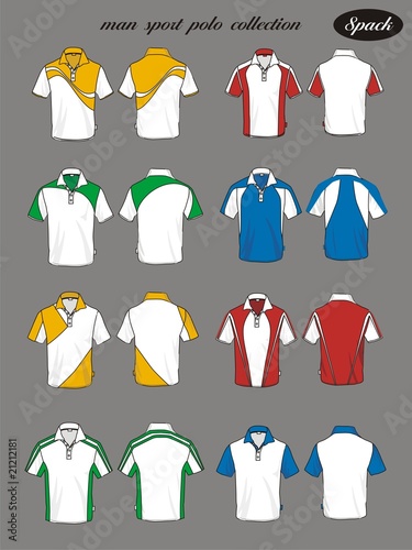 man sport polo shirt vector set