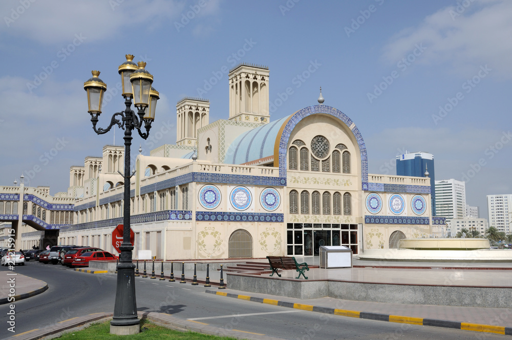 Naklejka premium Central Souq in Sharjah City, United Arab Emirates