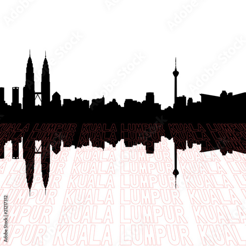 Photography Kuala Lumpur skyline with perspective text outline