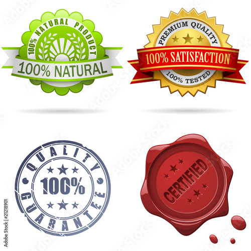 Quality labels and seals vector set isolated on white.