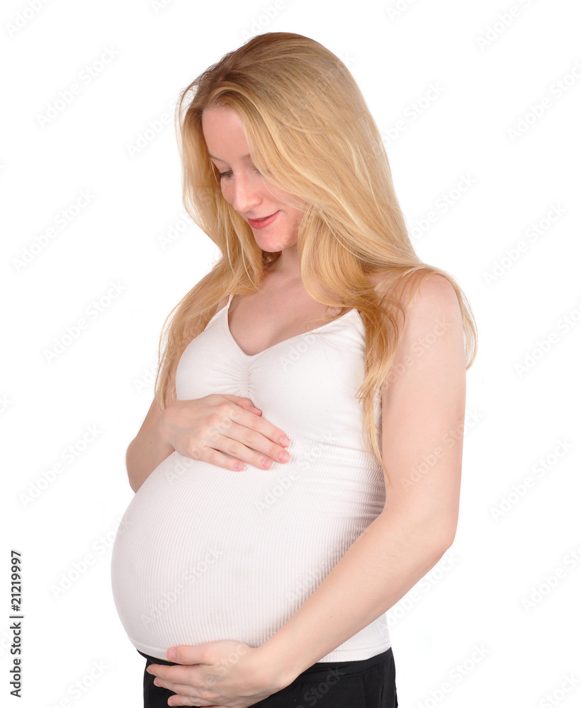 Happy Pregnant Woman Isolated on White Happy Pregnant Woman Isolated on White