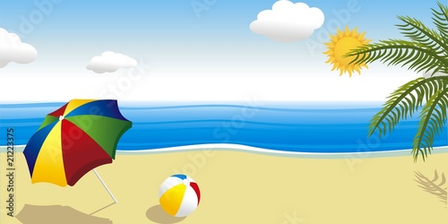 summer landscape with sun and beach