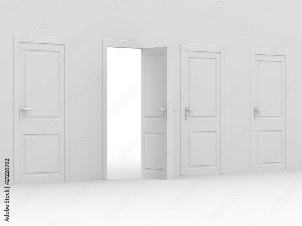 white open door. 3D image. home interior white open door. 3D image. home interior