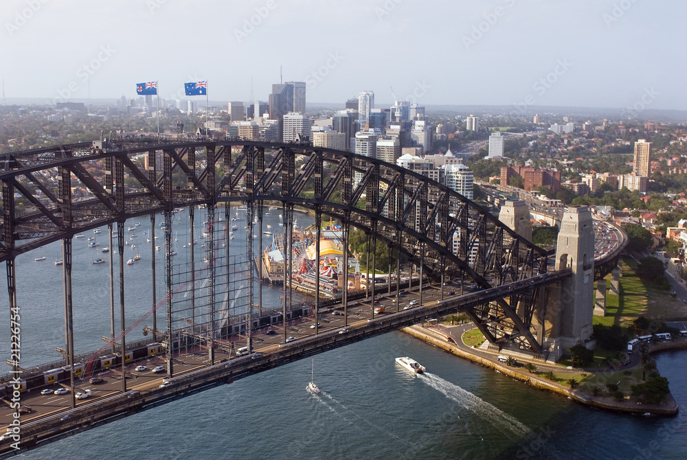 Fototapeta premium Aerial view of Sydney Harbour Bridge
