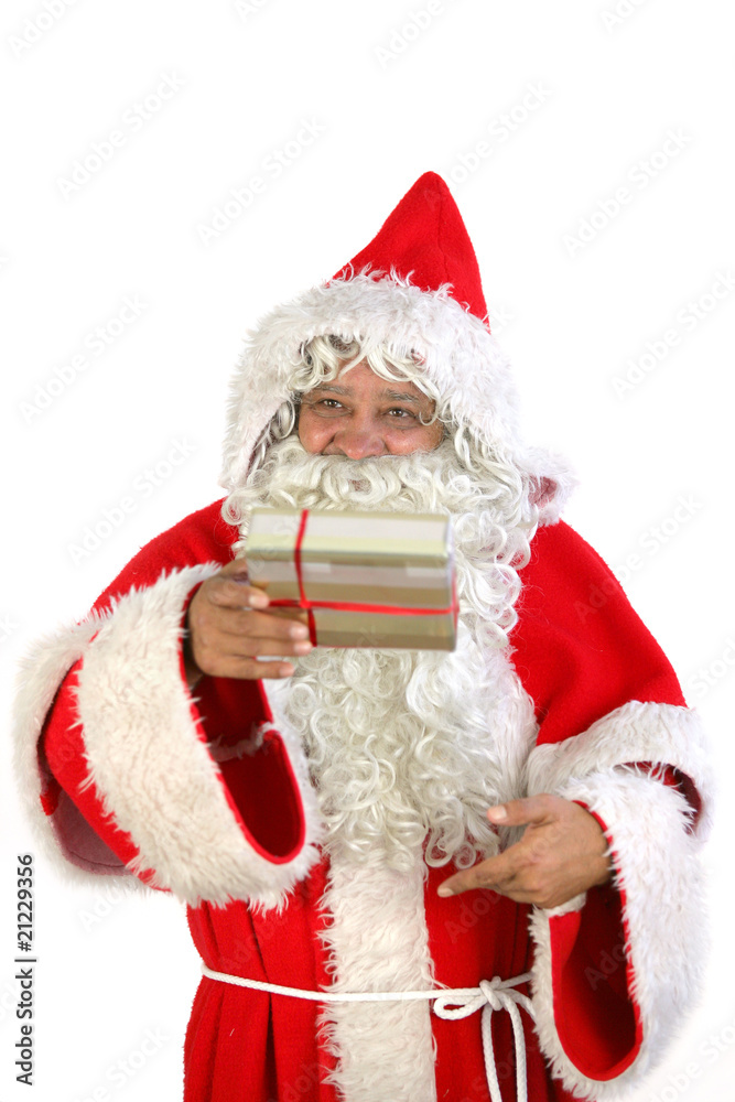 Père Noël avec des cadeaux dans les mains Père Noël avec des cadeaux dans les mains