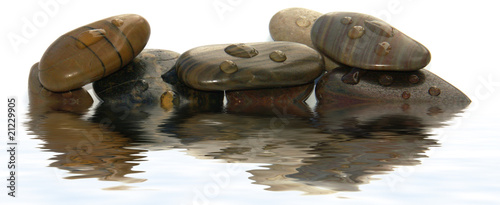 Canvas Print reflets galets lisses fond blanc