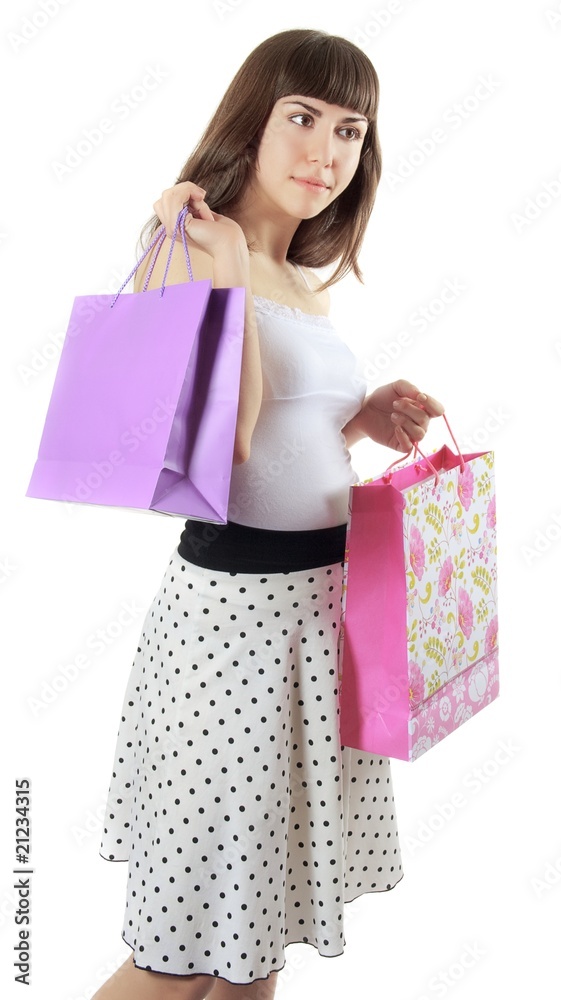 girl with packages for purchases