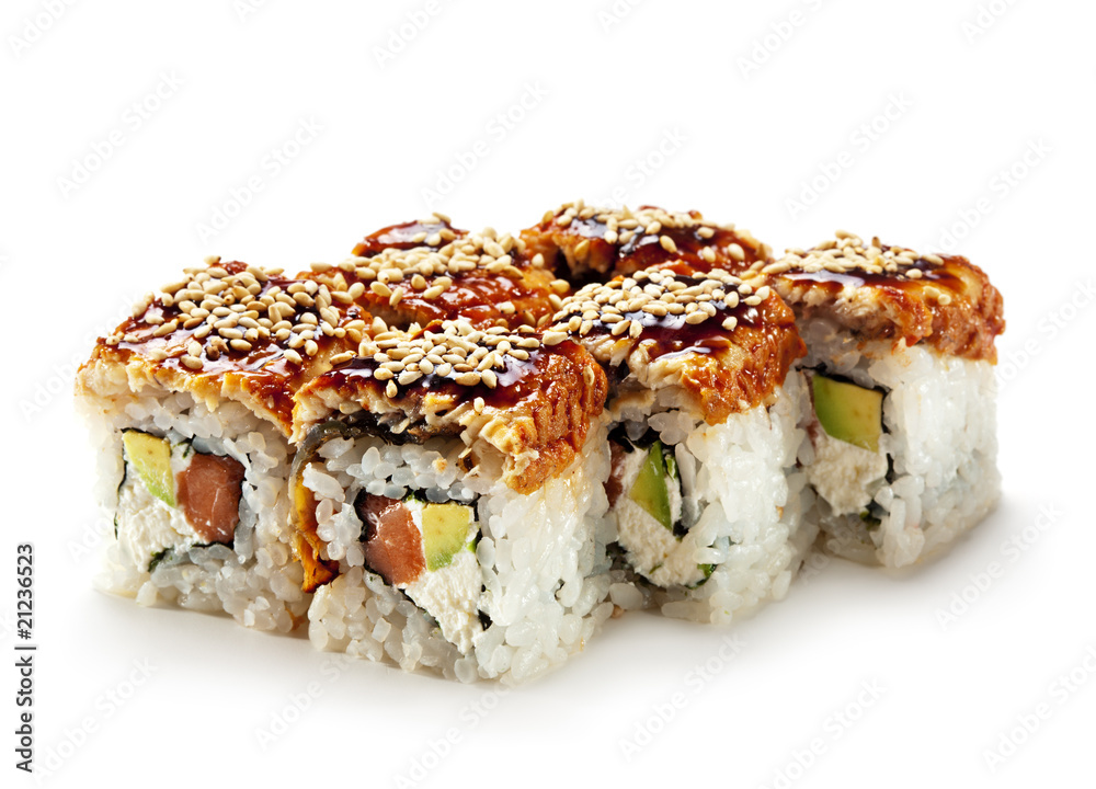 Salmon and Smoked Eel Maki Sushi Salmon and Smoked Eel Maki Sushi