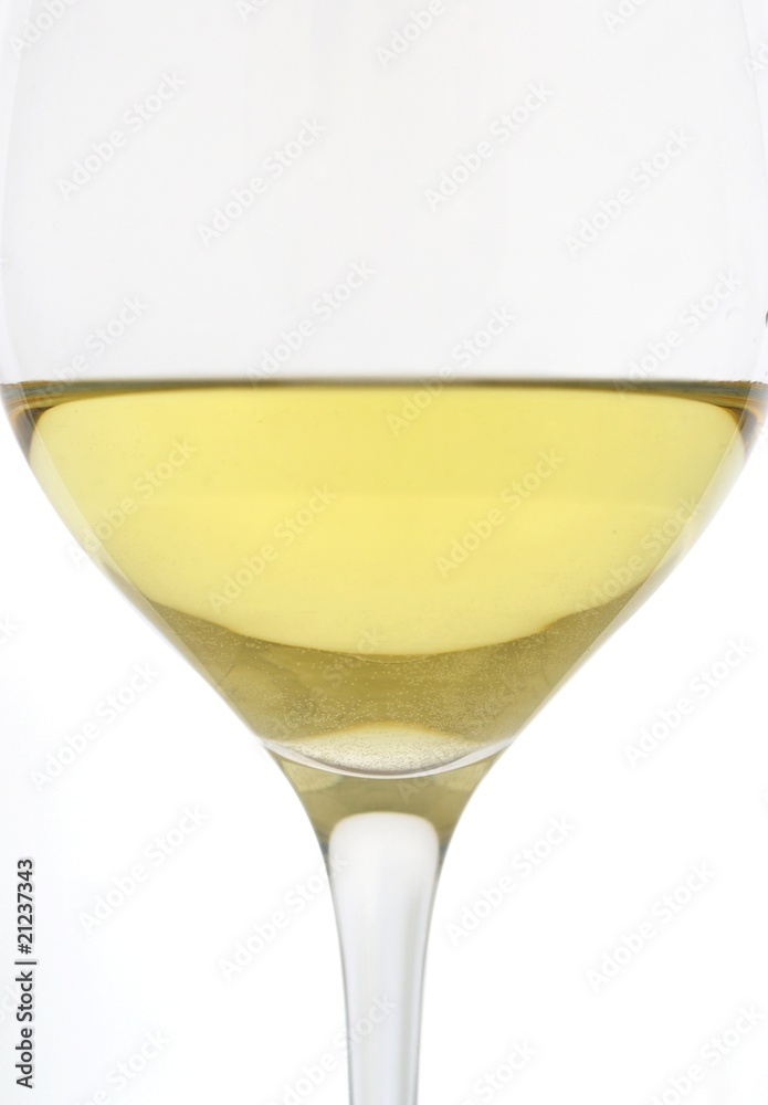 Detail with glass of white wine isolated Detail with glass of white wine isolated