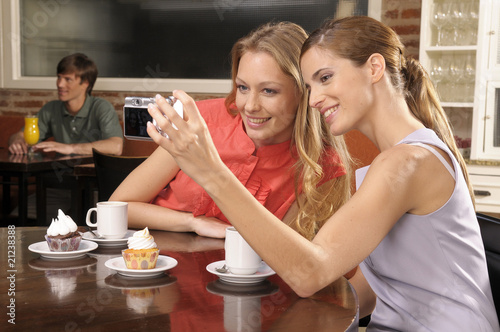 Ladies socializing in a lounge cafe photo