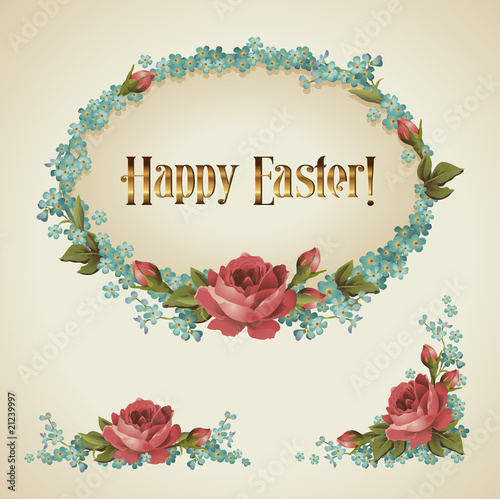 romantic floral frame, corresponding corner and page divider