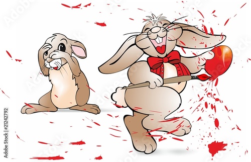 happy ester, zwei osterhasen