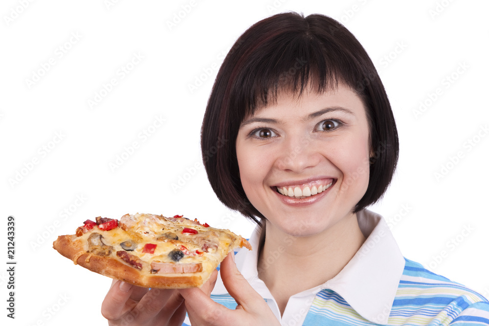 woman with pizza woman with pizza