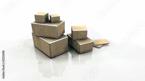 3D boxes crates stack shipping delivery video loop