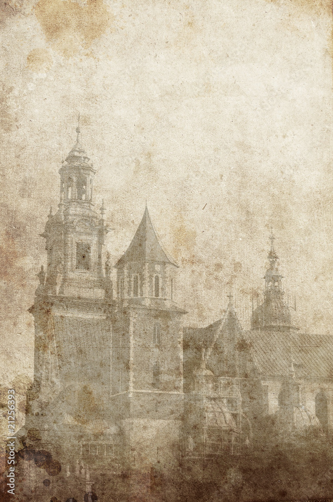 Naklejka premium Wawel castle in Krakow - vintage styled picture