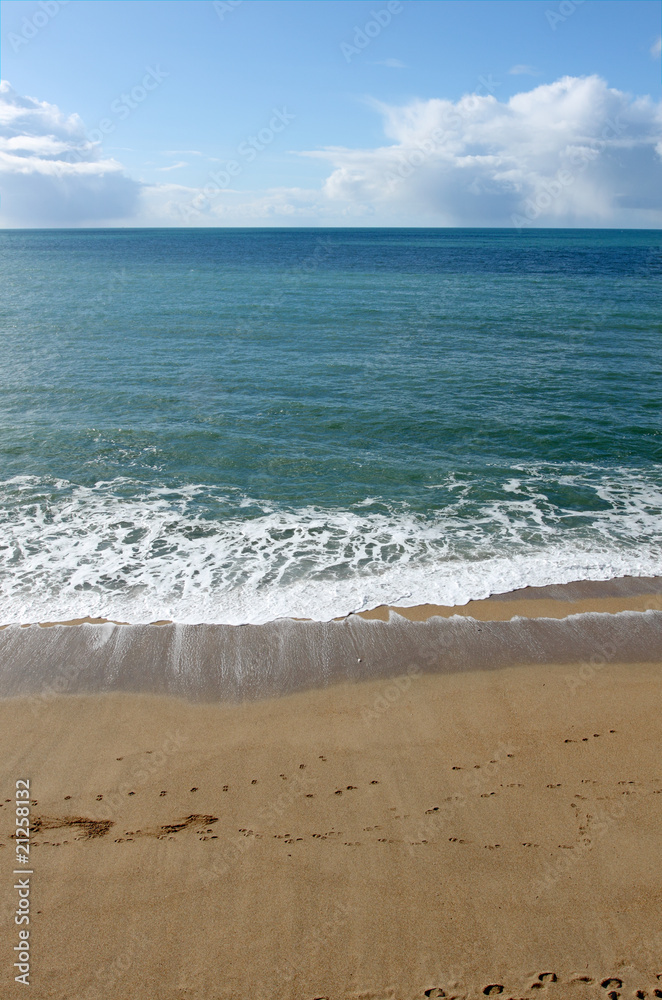 Shoreline on Porthleven beach, Cornwall UK.