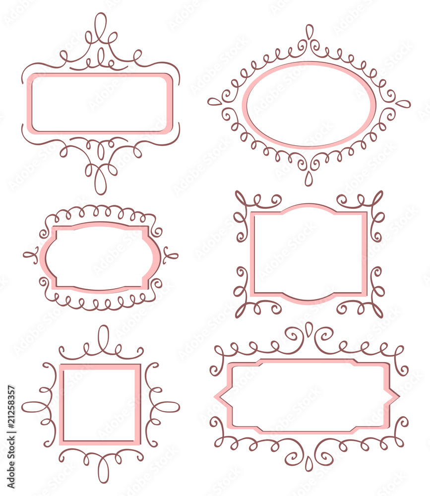 Vector illustration of pink frames with curls