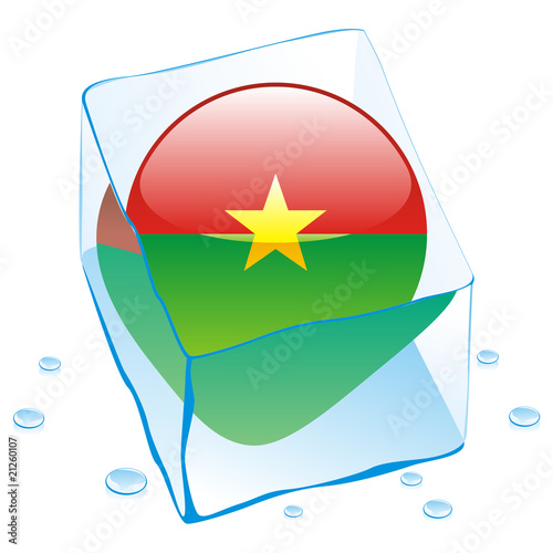 vector of burkina faso button flag frozen in ice cube photo