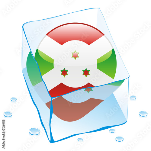 vector of burundi button flag frozen in ice cube