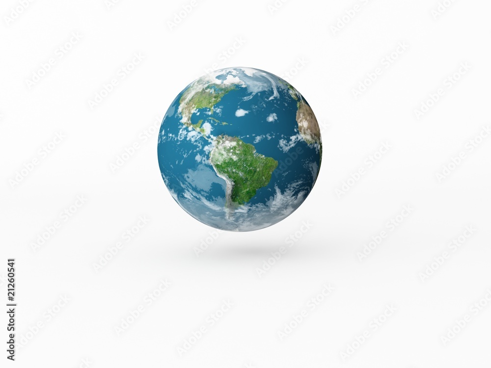 Earth model on white background with shadow Earth model on white background with shadow