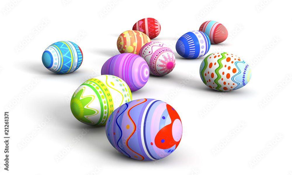 Colorful easter eggs all over the place - obrazy, fototapety, plakaty 