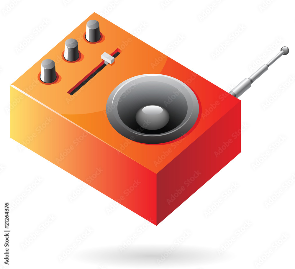 Isometric icon of orange radio Isometric icon of orange radio