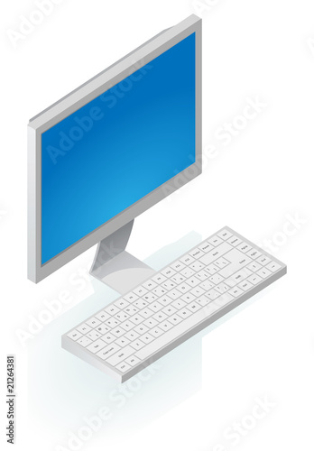 Isometric icon of desktop computer