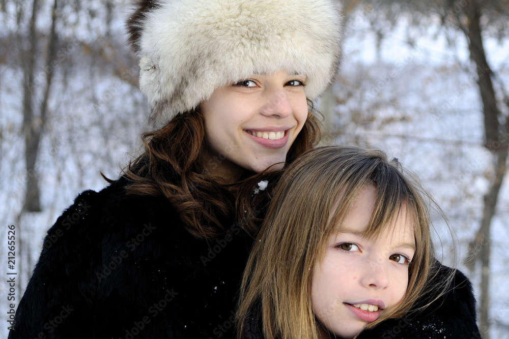 two white models in winter season two white models in winter season