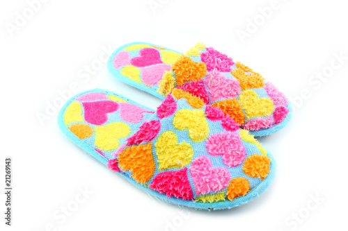 Color slippers isolated on the white