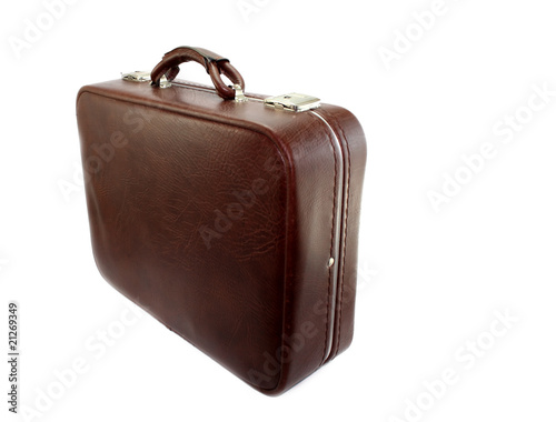 old suitcase isolated on white