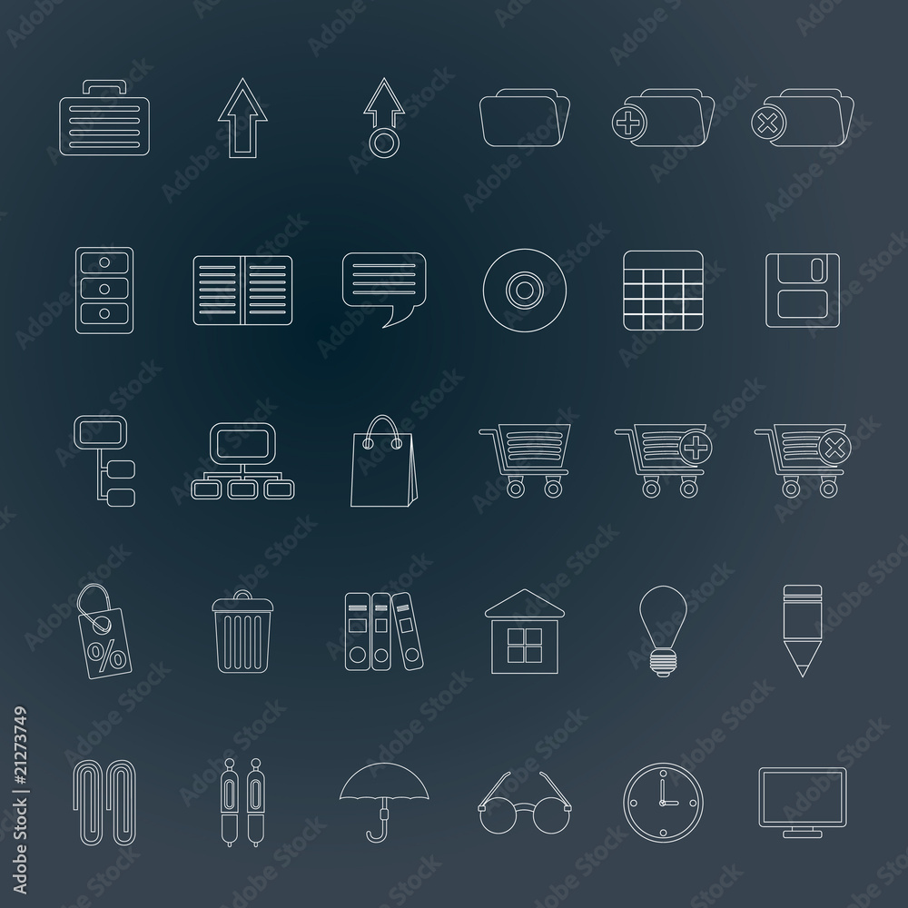 Business and office icons - vector icon set Business and office icons - vector icon set