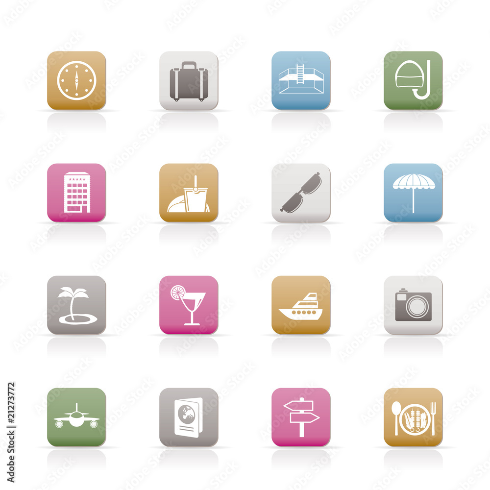 travel, trip and tourism icons - vector icon set