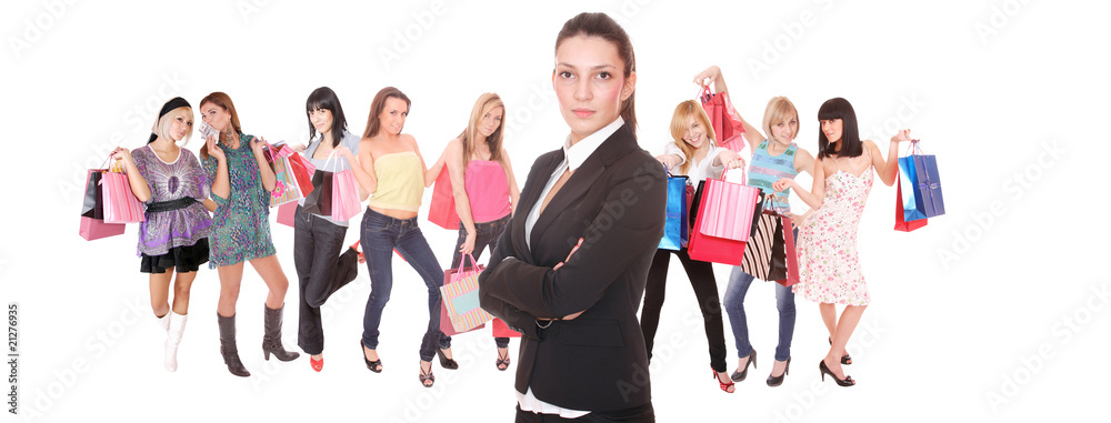Group of shopping girls