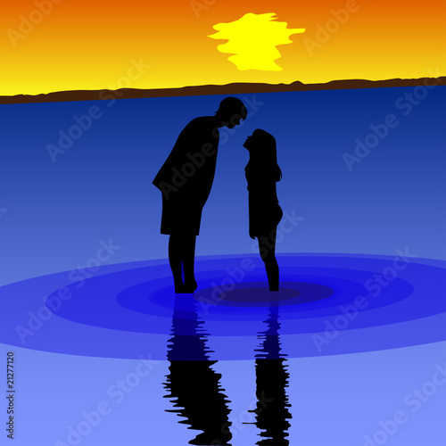 mother and child standing in the sea