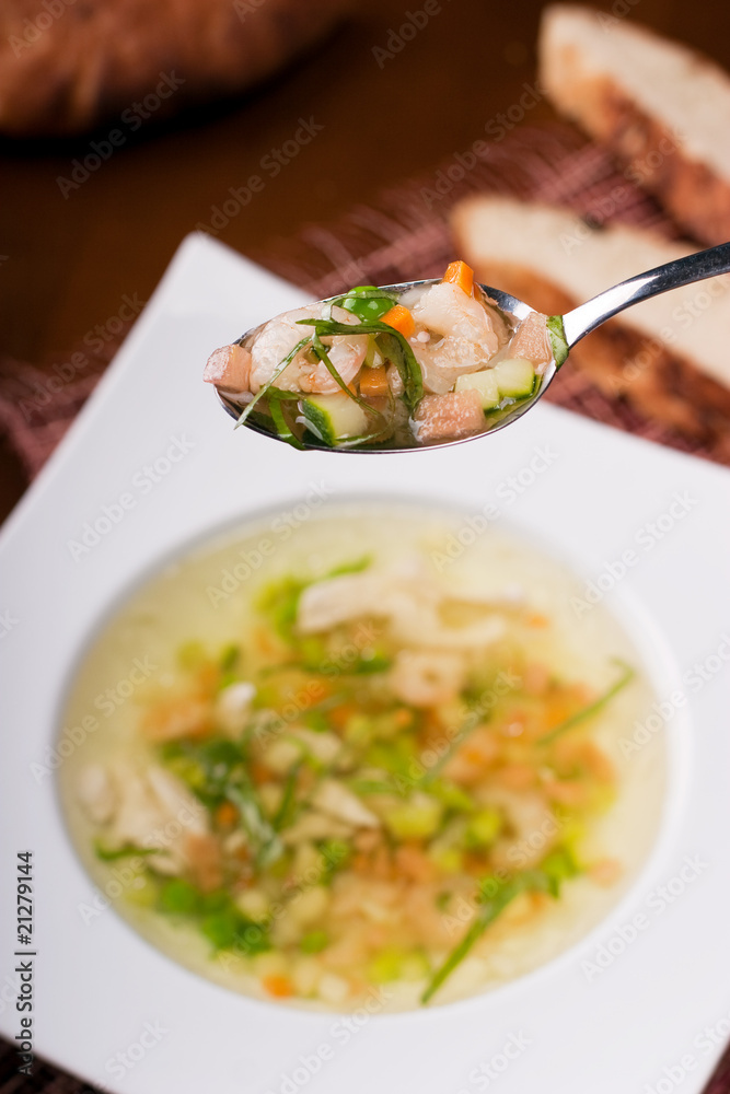 soup with shrimps and vegetables