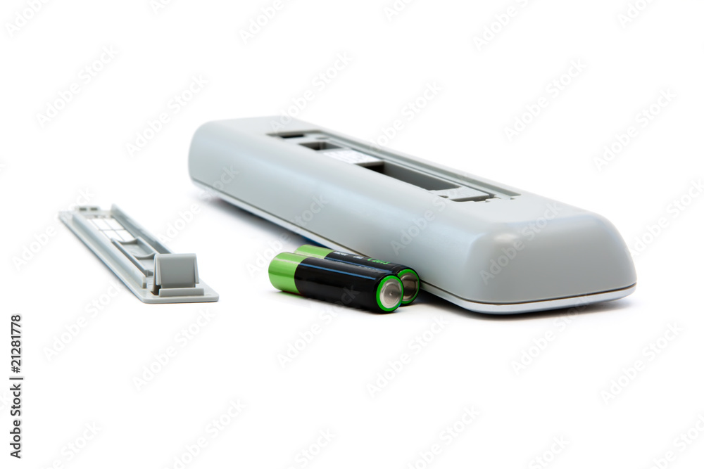 Remote control and batteries Remote control and batteries