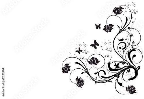 coin floral noirs et papillonsa