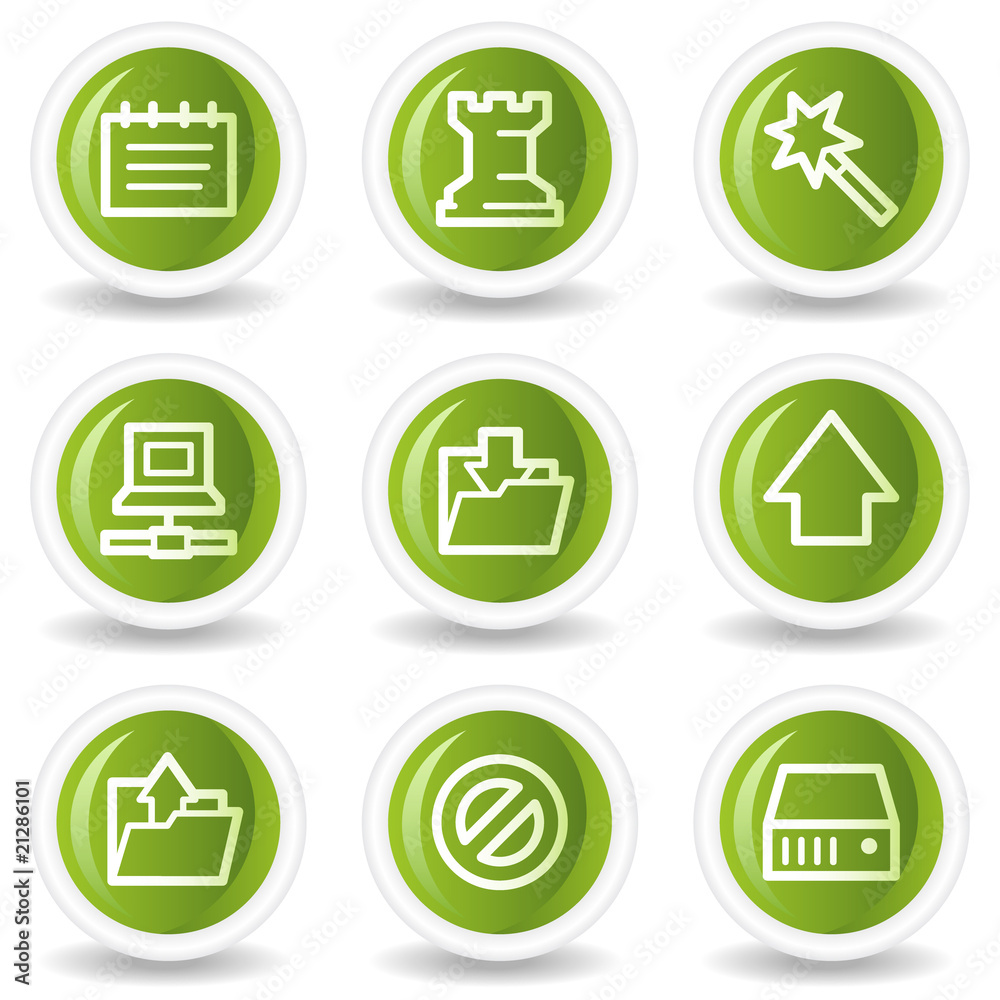 Data web icons, green circle buttons Data web icons, green circle buttons