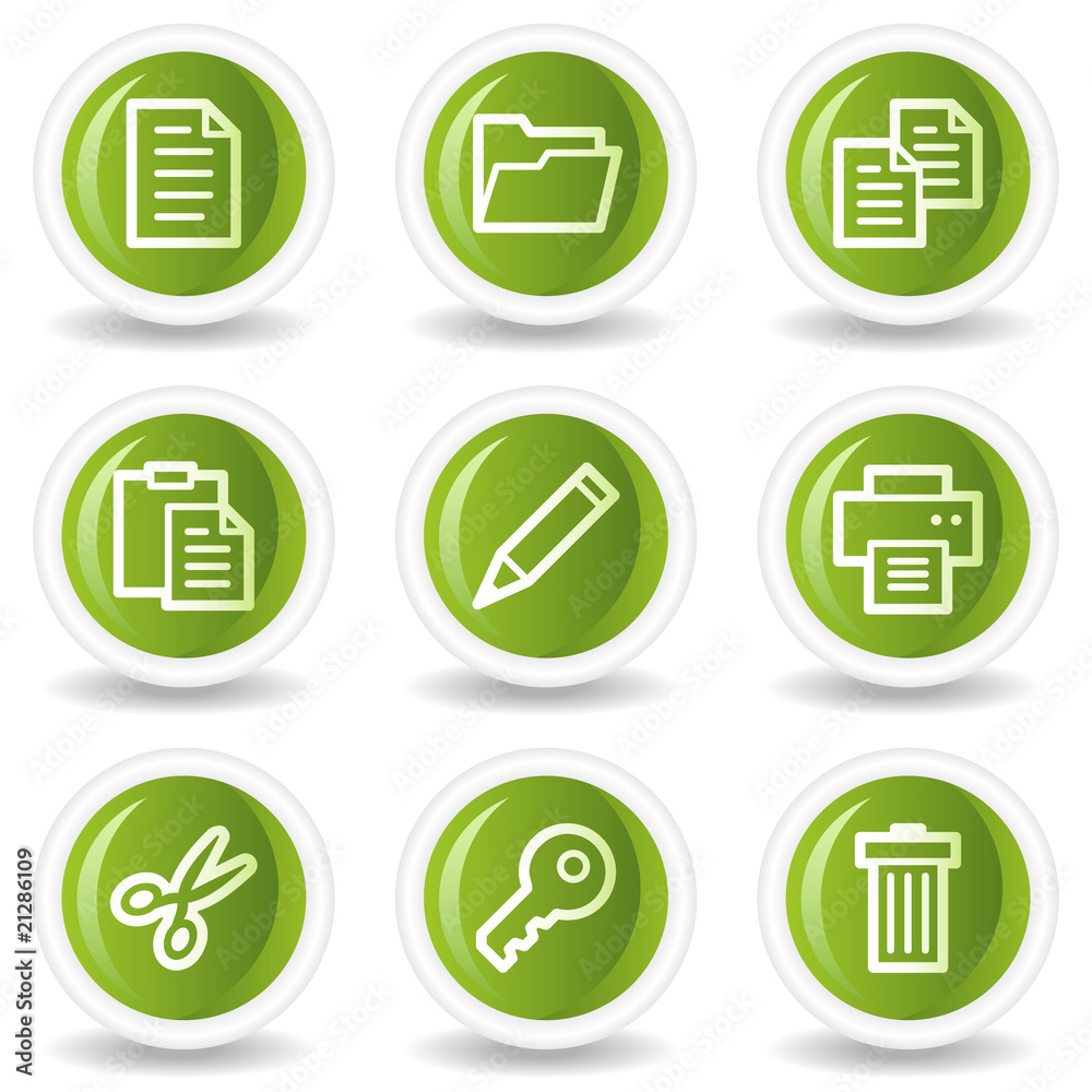 Documents web icons set 1, green circle buttons Documents web icons set 1, green circle buttons