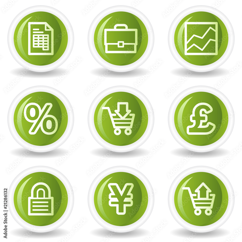 E-business web icons, green circle buttons E-business web icons, green circle buttons