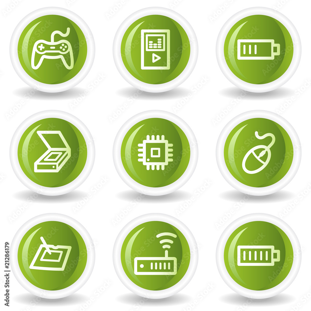 Electronics web icons set 2, green circle buttons Electronics web icons set 2, green circle buttons