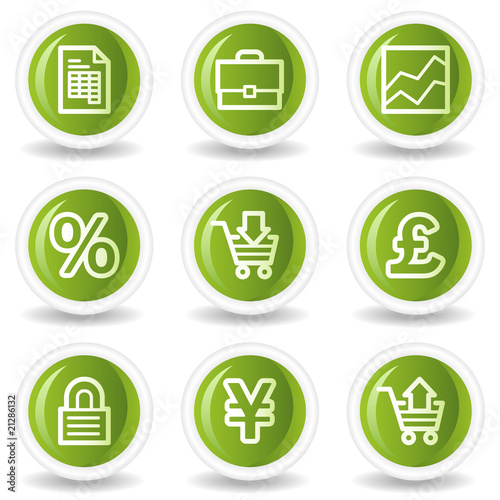 E-business web icons, green circle buttons