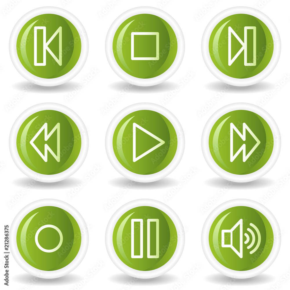 Walkman web icons, green circle buttons Walkman web icons, green circle buttons