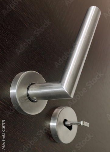 Luxury door handle and lock. Securityconcept. photo