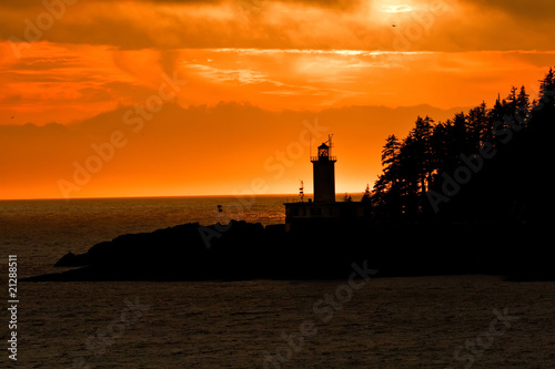 Silhouette of Alaskan Lighthouse during Sunset